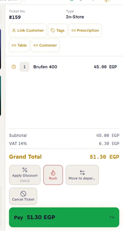 A lot-tracked item on the ticket